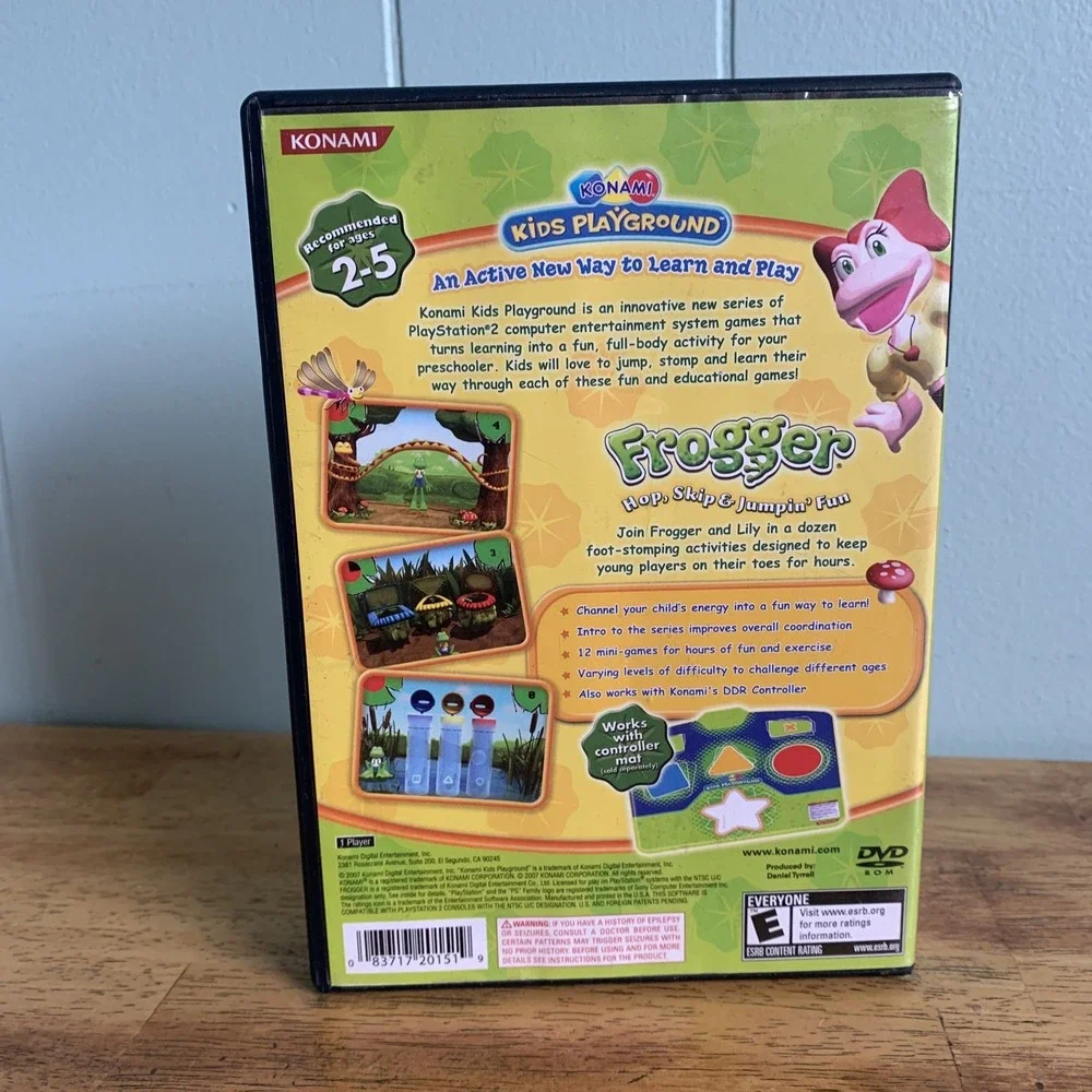 Konami Kids Playground: Frogger Hop, Skip & Jumpin' Fun Sony PlayStation 2, CIB